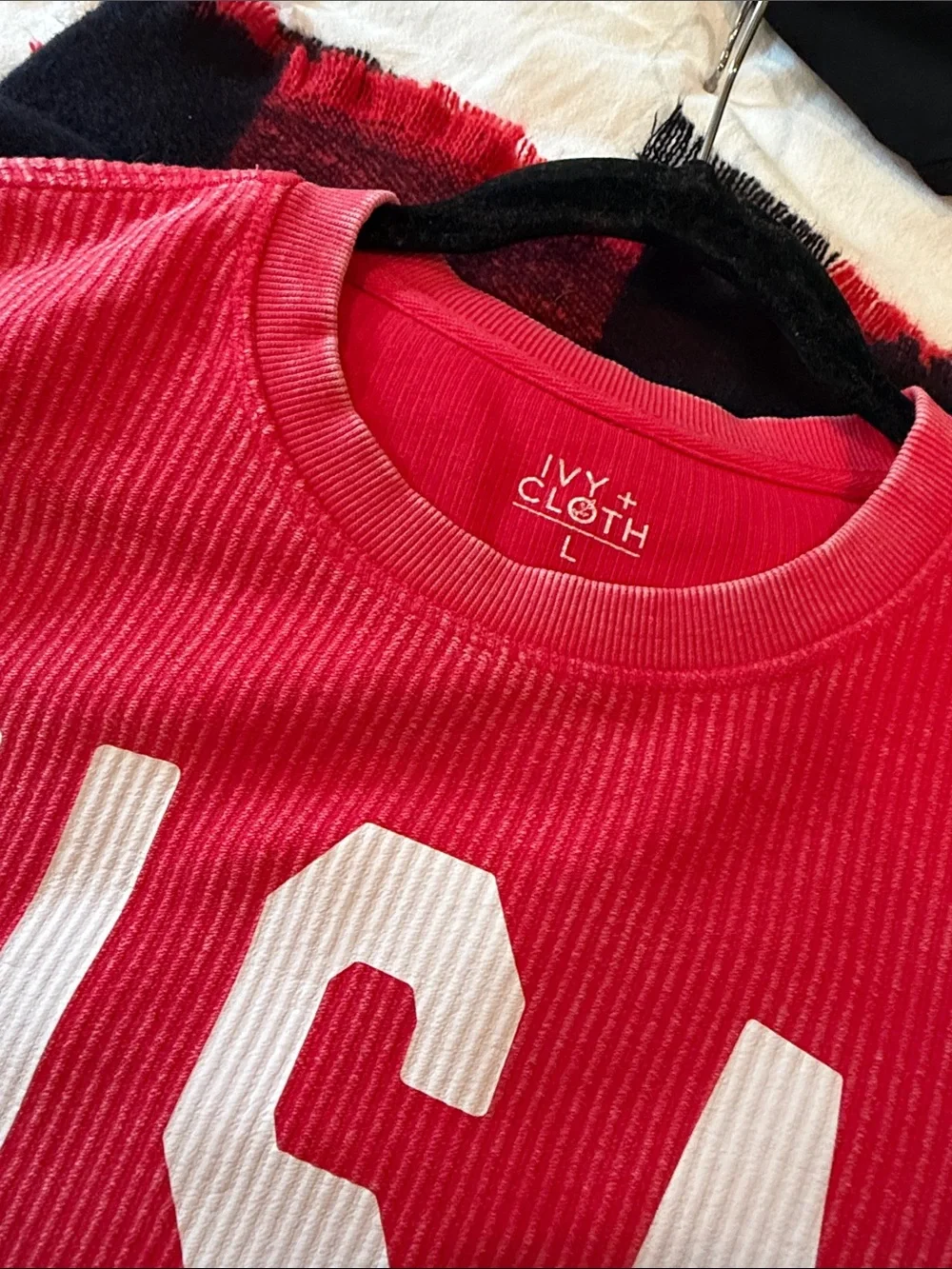 IVY + CLOTH Red USA Corded Sweatshirt - Picture 2 of 2
